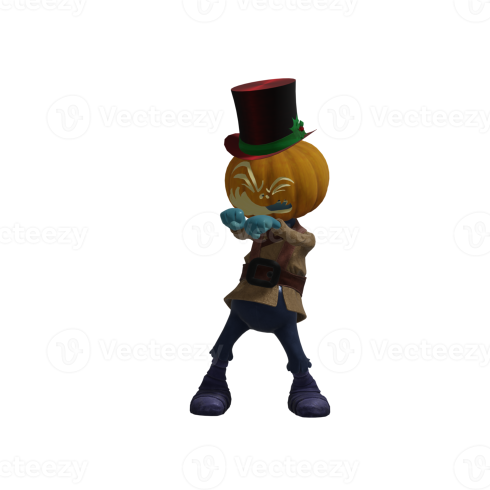 pose de monstruo de calabaza halloween png