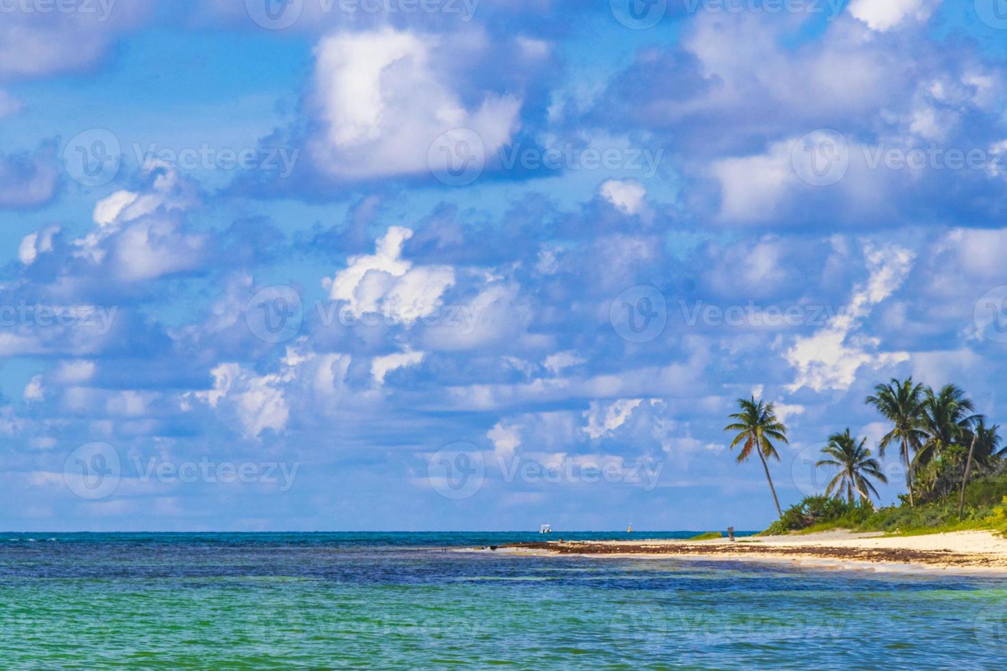 Tropical mexican beach clear turquoise water Playa del Carmen Mexico. photo