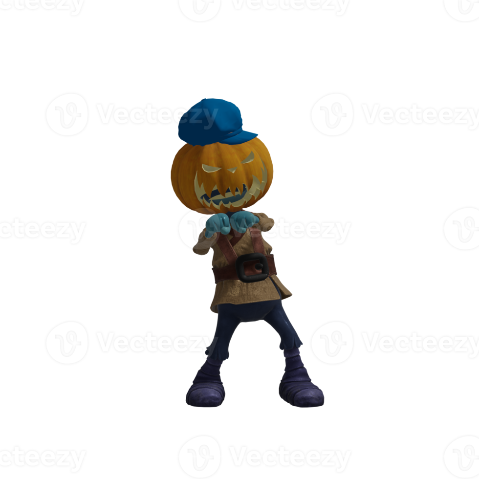 pose de monstruo de calabaza halloween png