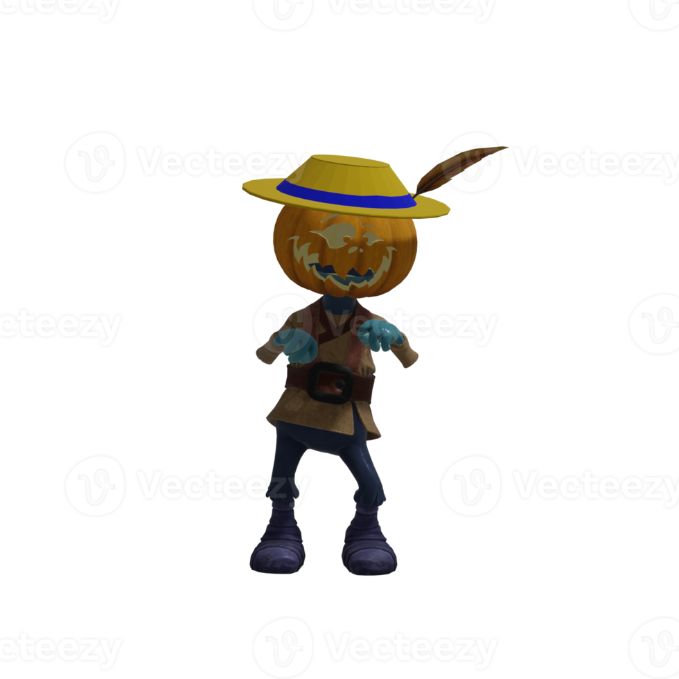 pose de monstruo de calabaza halloween png