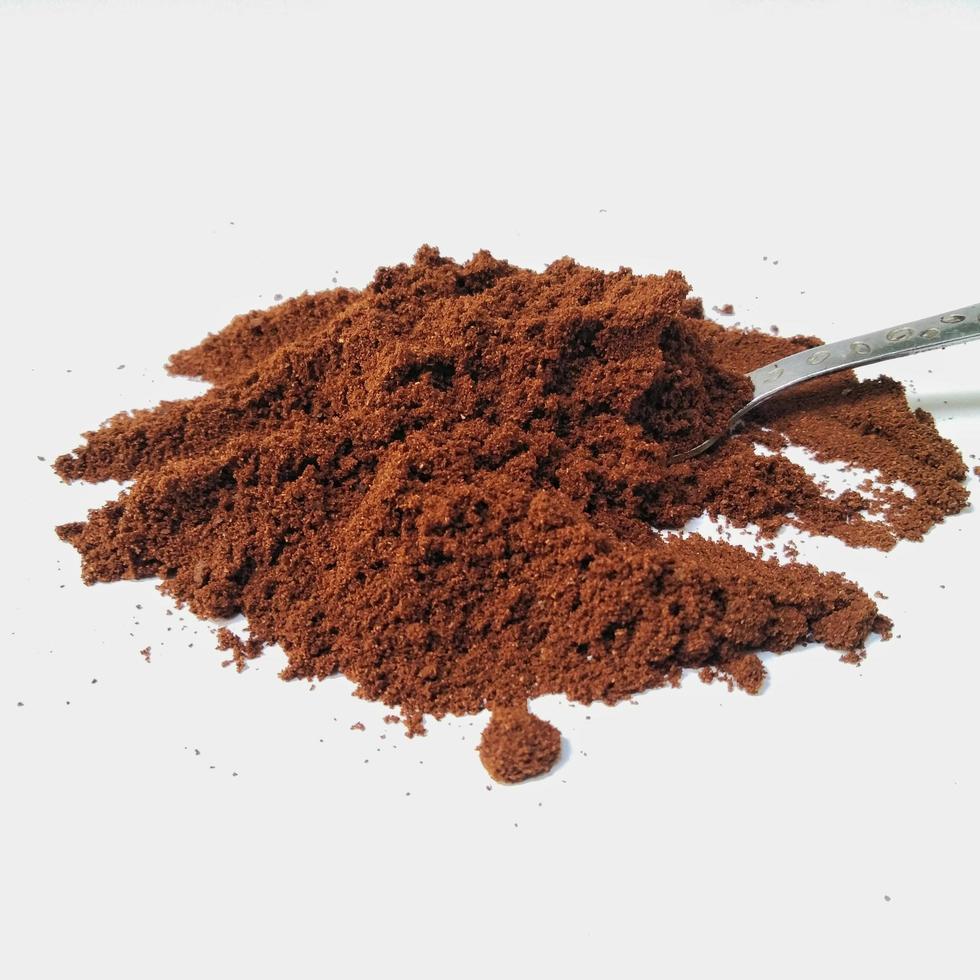 black coffee powder isolated on a white background, background, cover, banner, advertisement photo