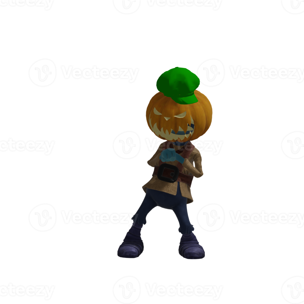 pose de monstruo de calabaza halloween png