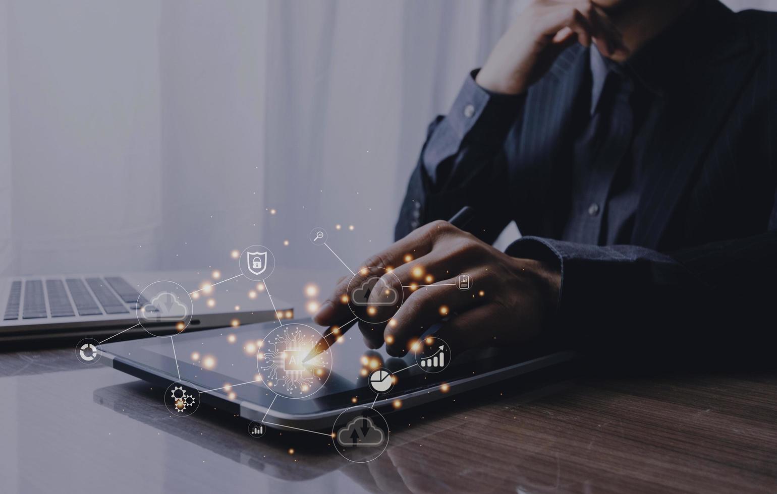 Digital transformation technology strategy, IoT, internet of things. transformation of ideas and the adoption of technology in business in the digital age, enhancing global business capabilities. Ai photo