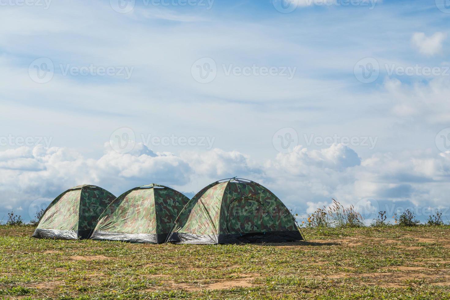 Morning Spring Camping and tent in landscape, mountain forest photo