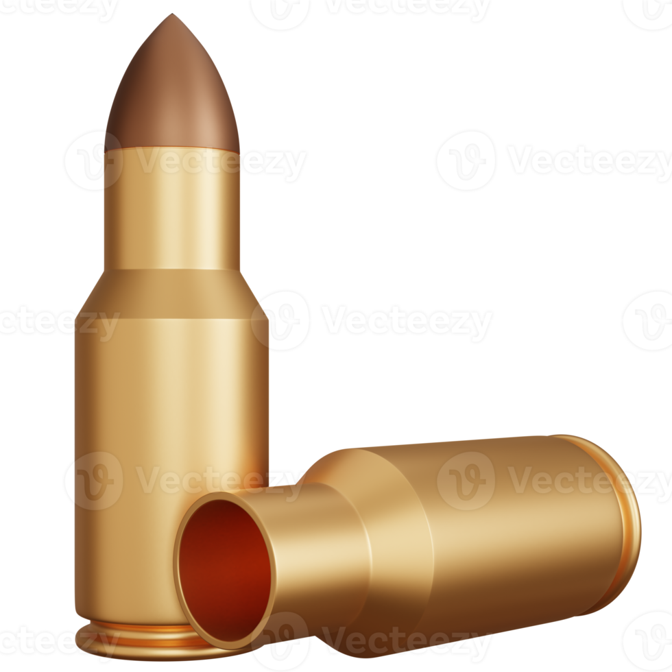 3d rendering two gun bullets isolated png