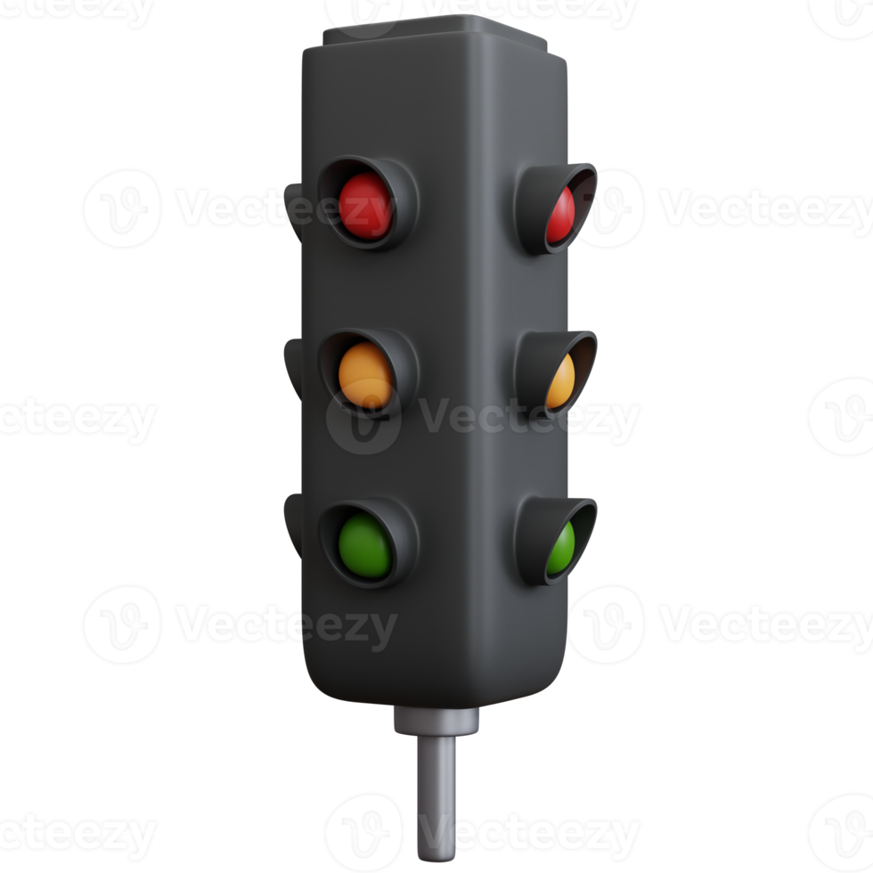 3d rendering black traffic light isolated png