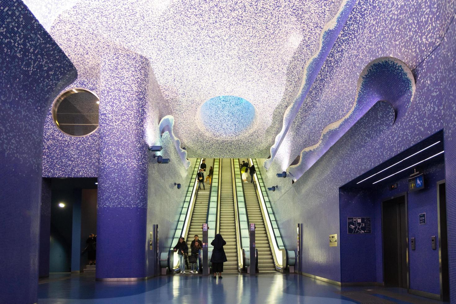 Naples,Italy-March 28, 2016-View of Naples metro station of Toledo, one of the most beautiful in Europe photo