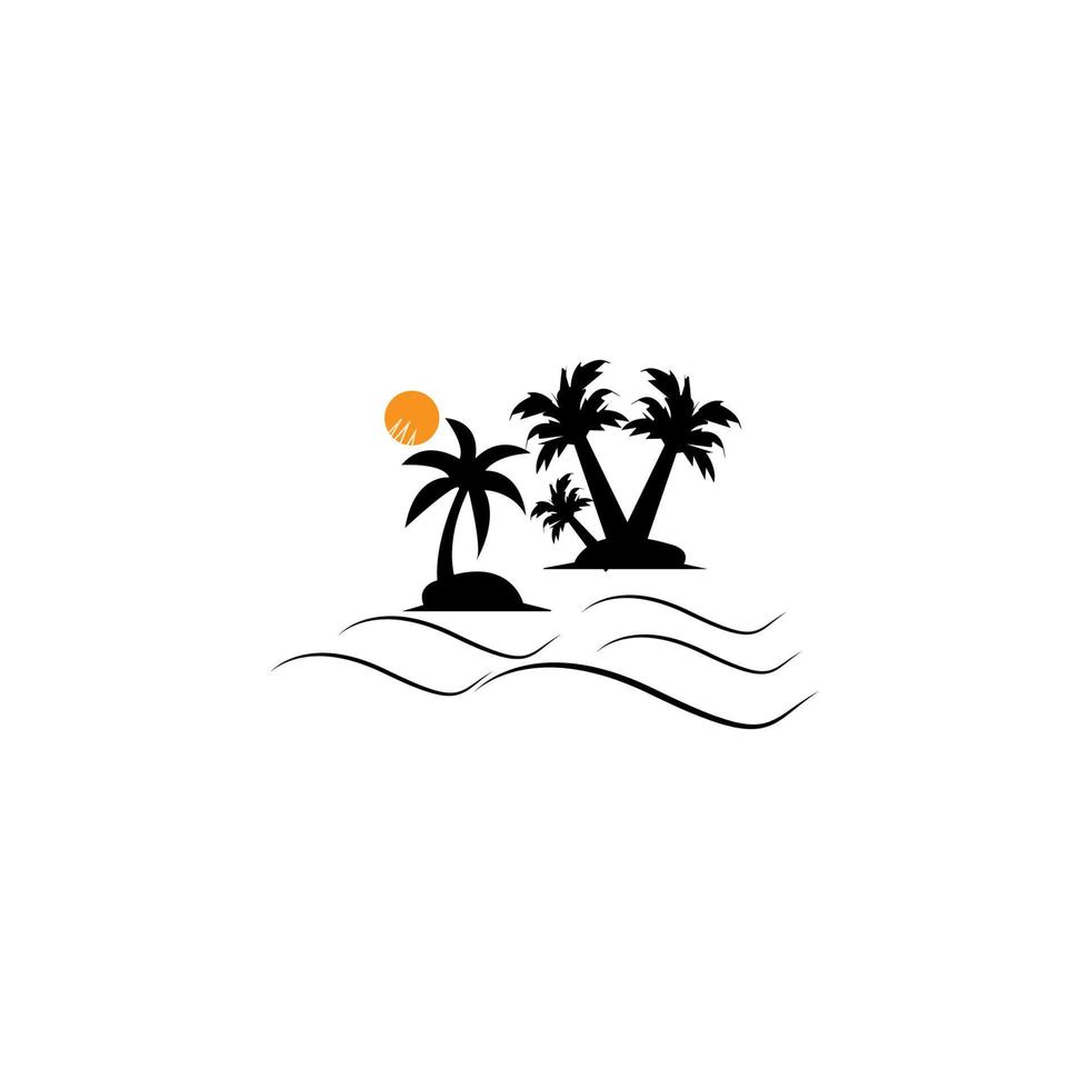 árbol de coco icono imagen ilustración vector diseño playa paisaje símbolo