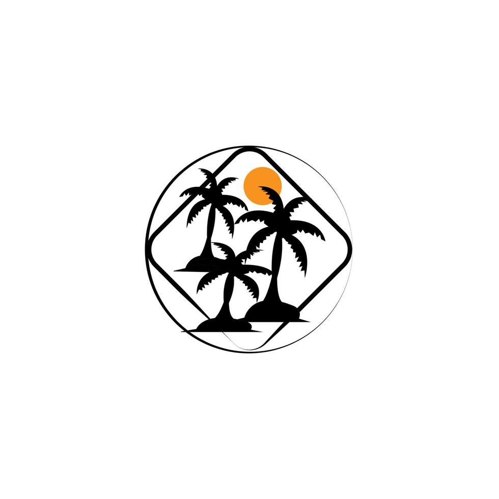 árbol de coco icono imagen ilustración vector diseño playa paisaje símbolo