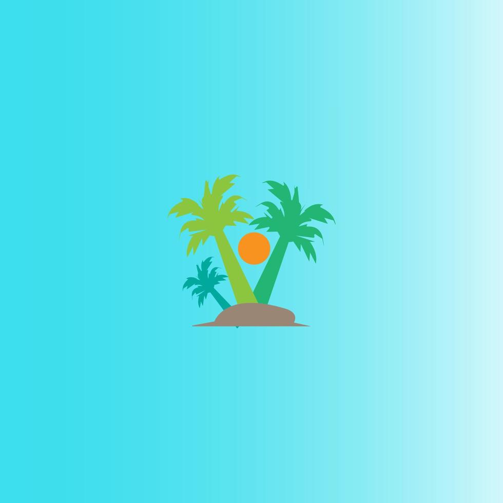 árbol de coco icono imagen ilustración vector diseño playa paisaje símbolo