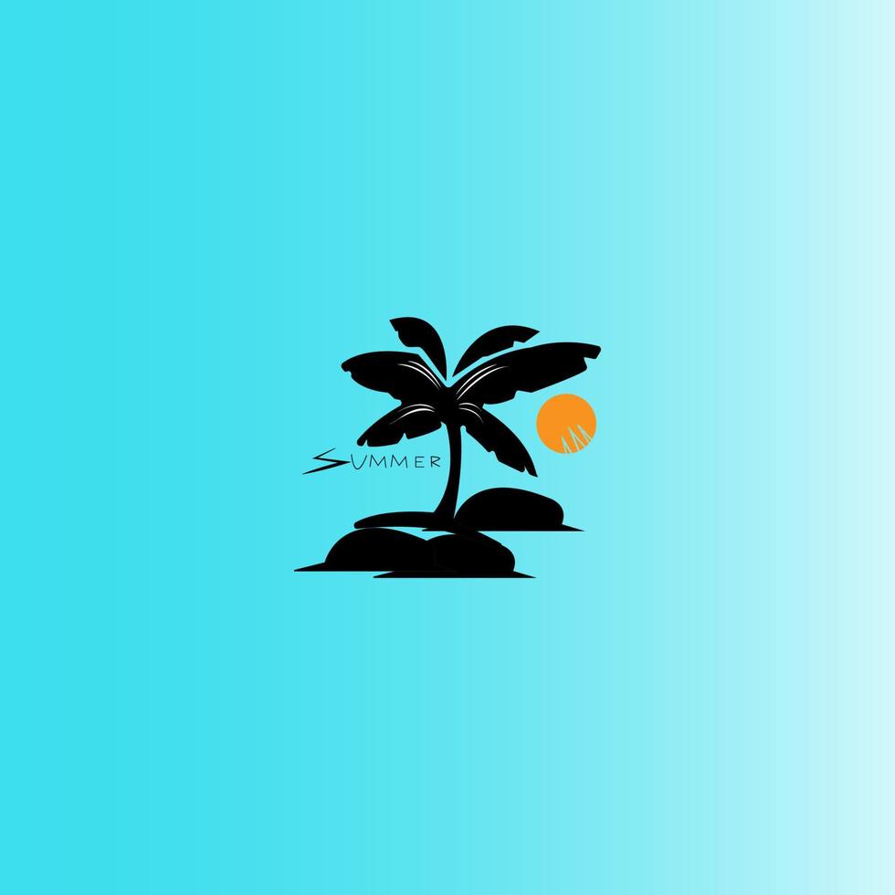 árbol de coco icono imagen ilustración vector diseño playa paisaje símbolo