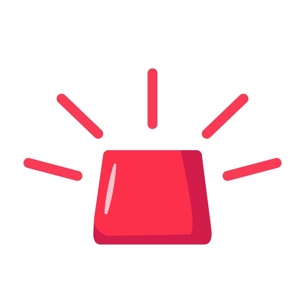 Police or ambulance red flasher siren.Flashing alarm signal. Flat style.Emergency siren icon.Isolated on a white background. vector