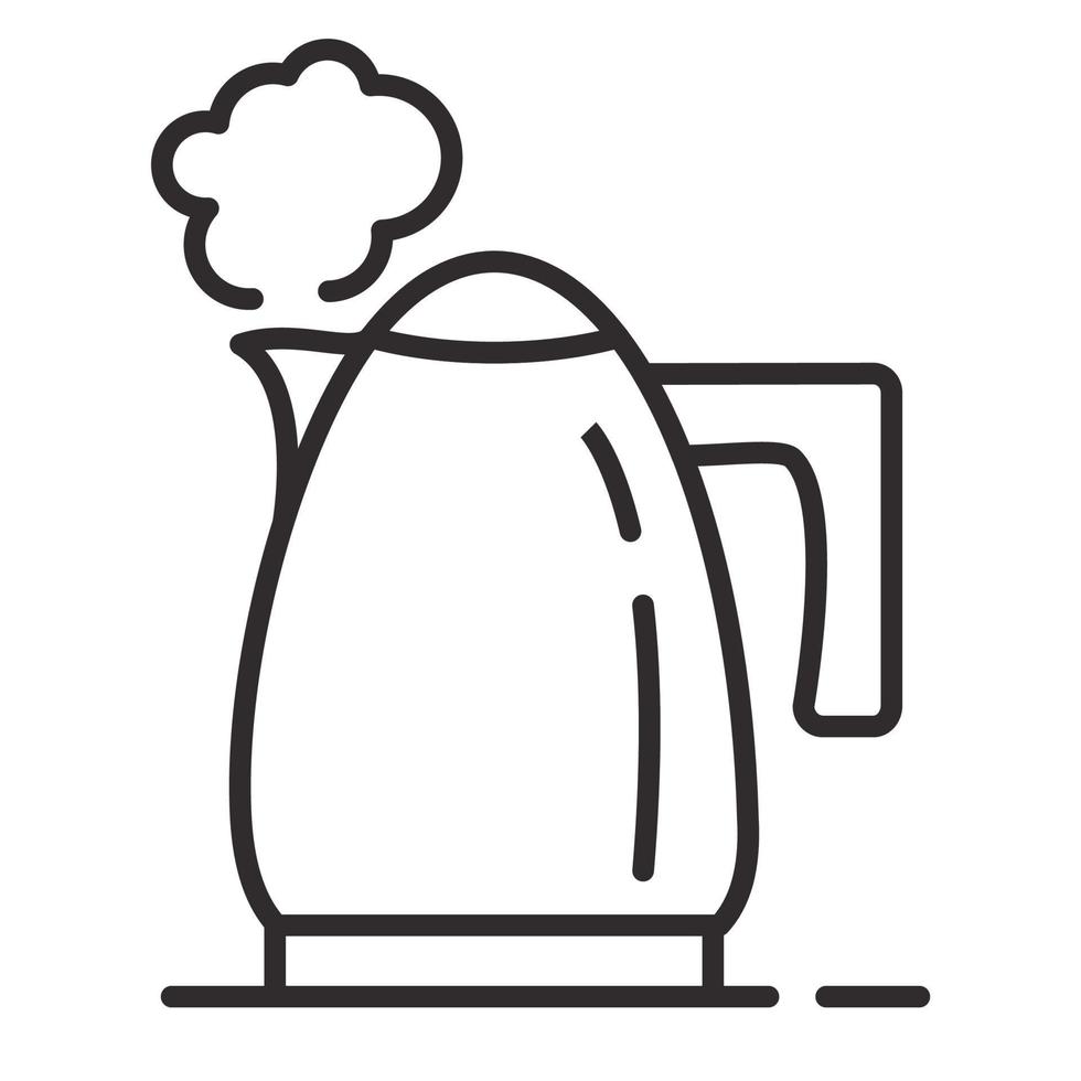 Icon electric kettle boiling. Outline vector   isolated on white background.Symbol for a mobile application or website.