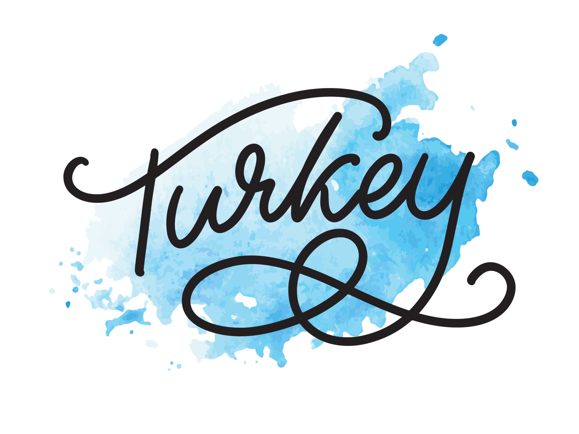 Turkey Lettering. Handwritten name of the country. Vector design
