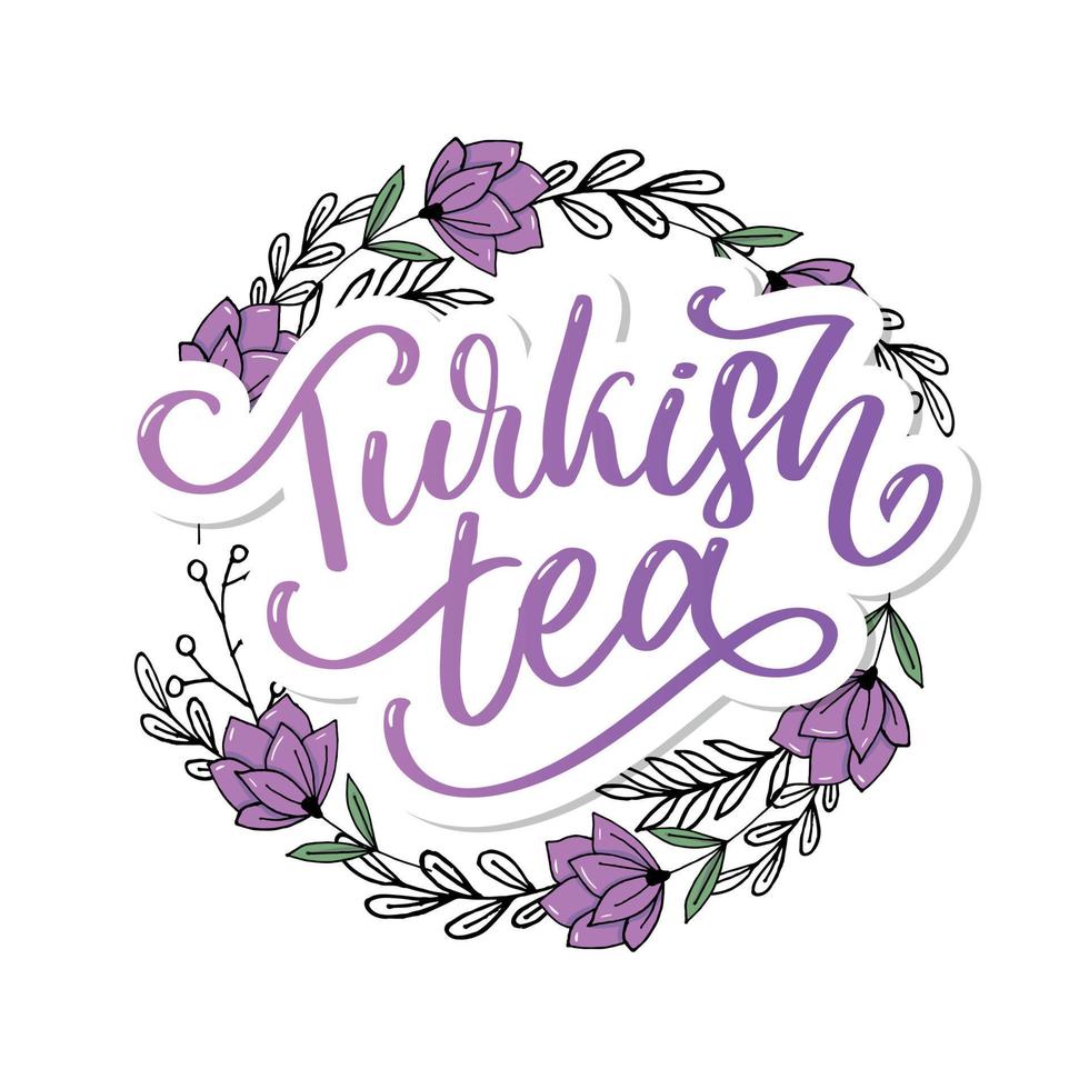 Turkish traditions of tea ceremony. Tea time. Decorative elements for your design. Vector Illustration with oriental cup on white background.
