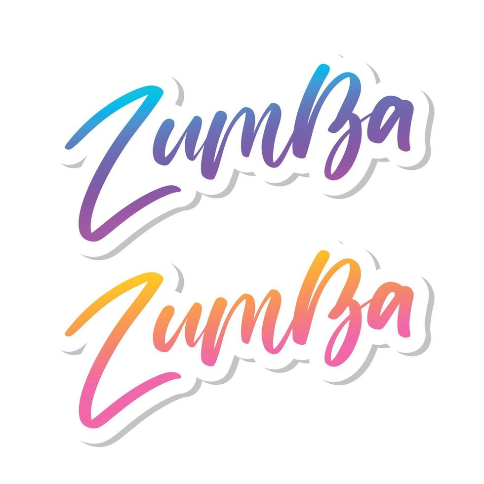 Texto de estudio de baile de zumba. diseño de banner de palabra de caligrafía. capacidad aeróbica. ilustración de letras de mano de vector sobre fondo blanco.