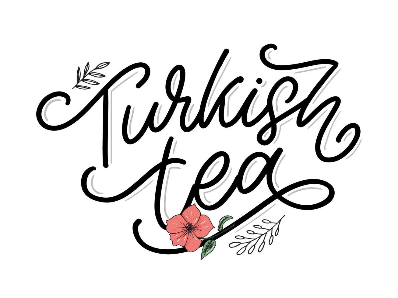 Turkish traditions of tea ceremony. Tea time. Decorative elements for your design. Vector Illustration with oriental cup on white background.