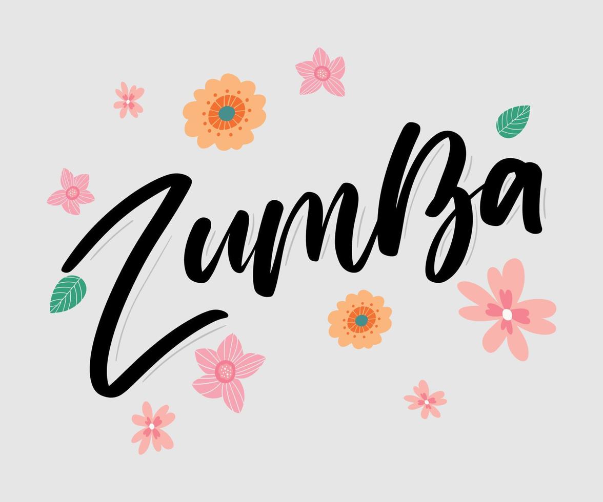 Texto de estudio de baile de zumba. diseño de banner de palabra de caligrafía. capacidad aeróbica. ilustración de letras de mano de vector sobre fondo blanco.