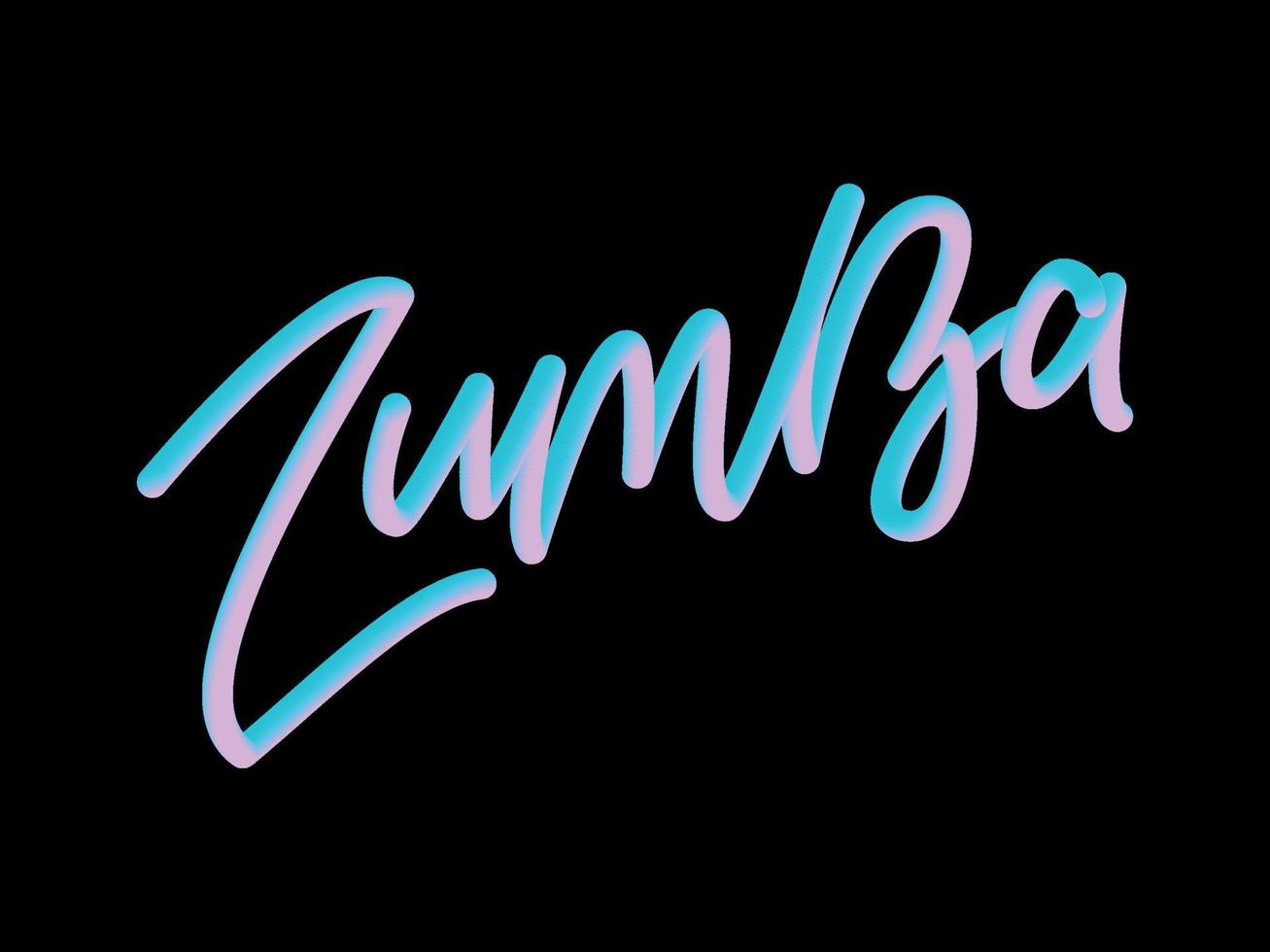 Zumba dance studio text. Calligraphy word banner design. Aerobic fitness. Vector hand lettering Illustration on white background.