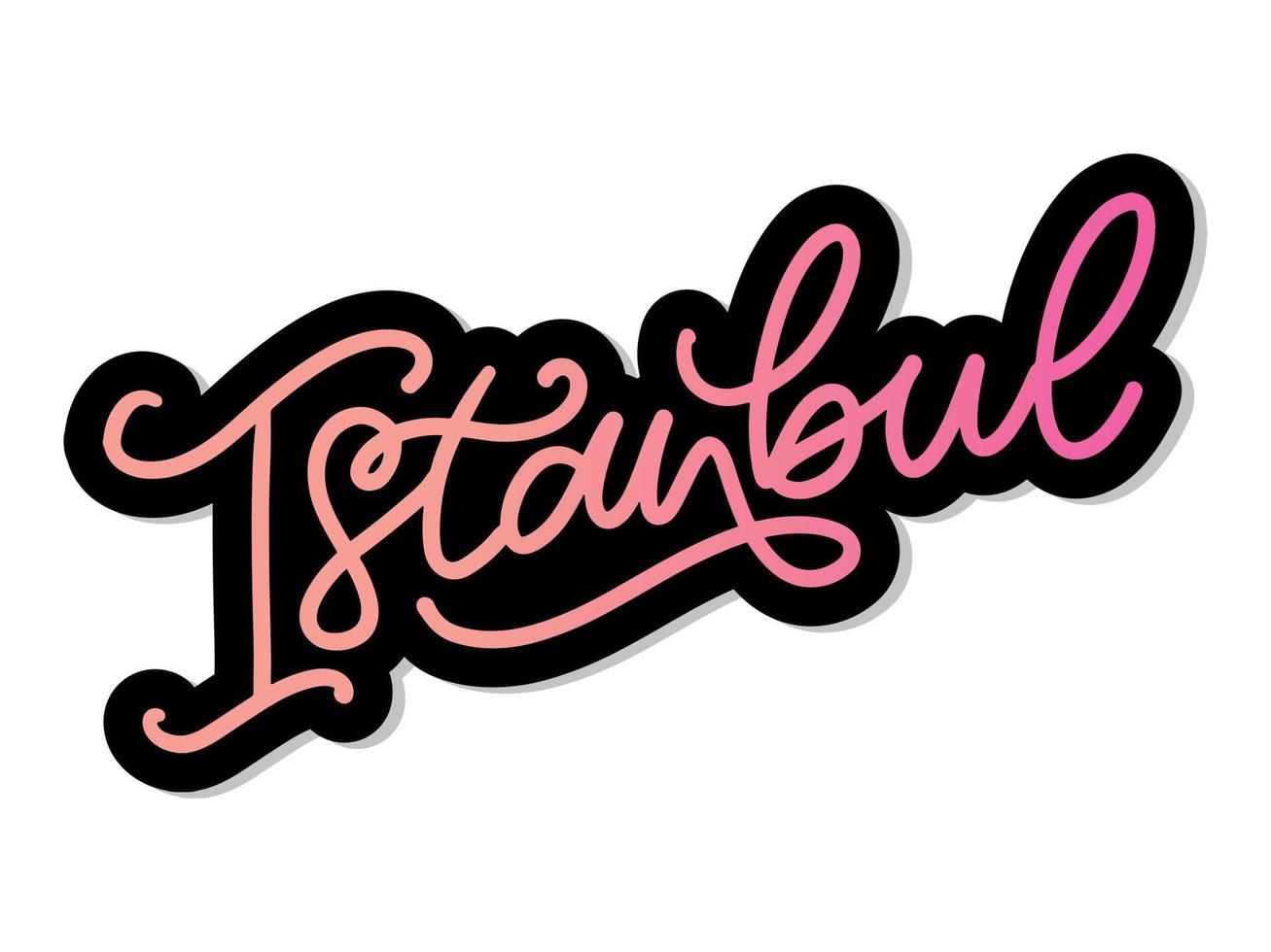 Estanbul. letras a mano. logotipo vectorial de estambul en color negro con gaviotas sobre fondo blanco. productos de recuerdo, emblema de pancarta, blog de viajes en redes sociales, folleto, volante. ilustración digital. vector