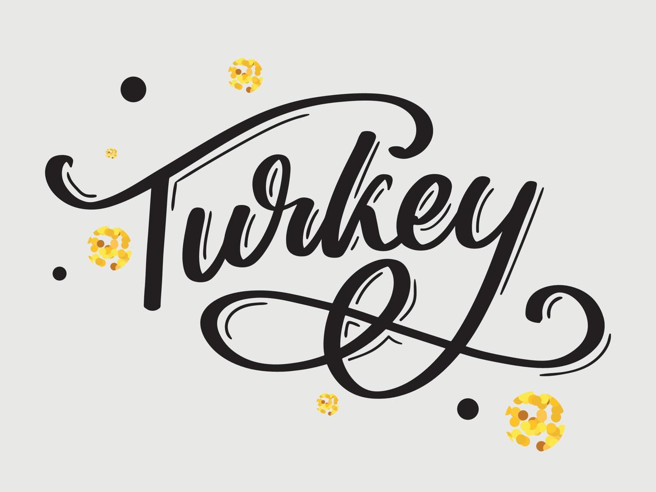 Turkey Lettering. Handwritten name of the country. Vector design template.