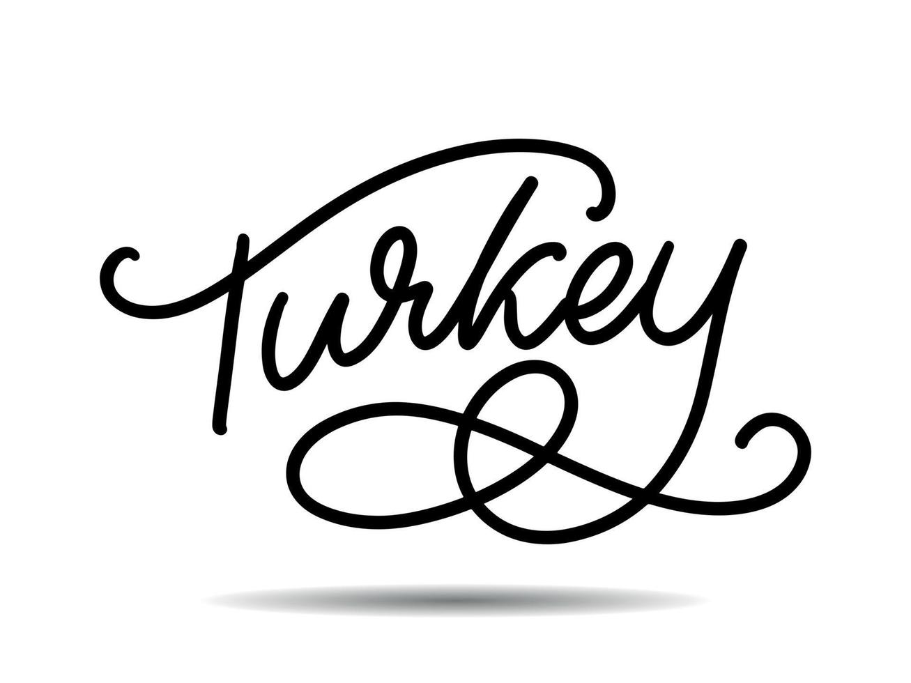Turkey Lettering. Handwritten name of the country. Vector design