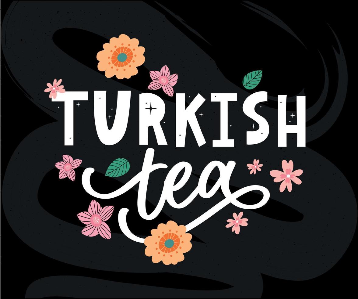 Turkish traditions of tea ceremony. Tea time. Decorative elements for your design. Vector Illustration with oriental cup on white background.