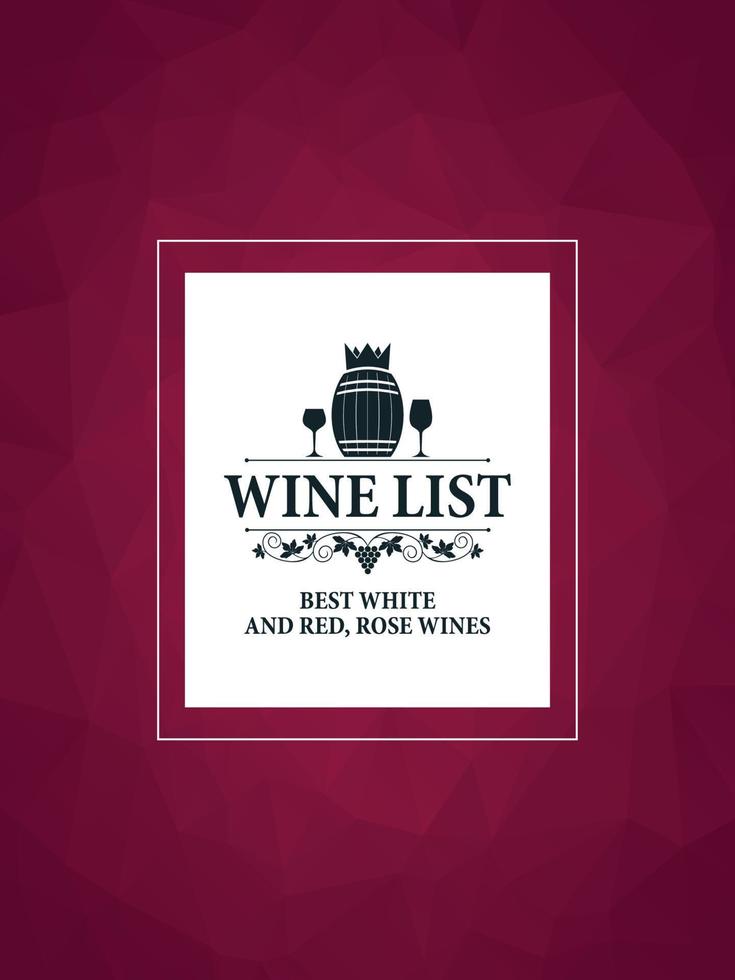 Wine list violet background. Best white and red, rose wines vector