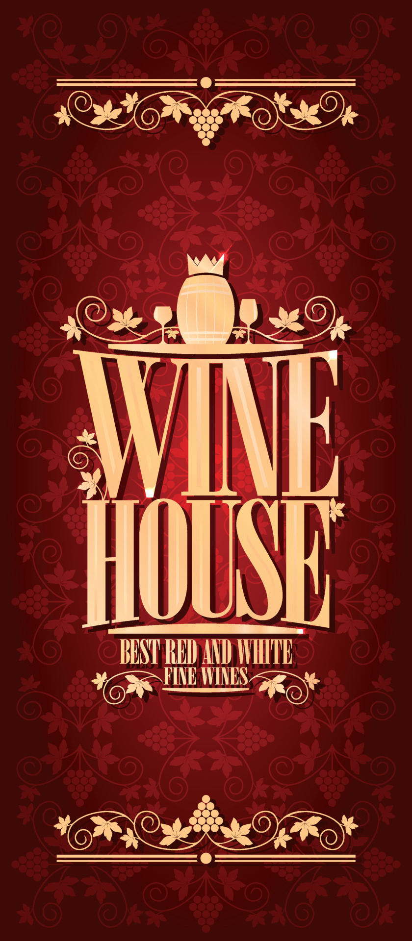 Red vintage wine house long menu. Best red and white fine wines
