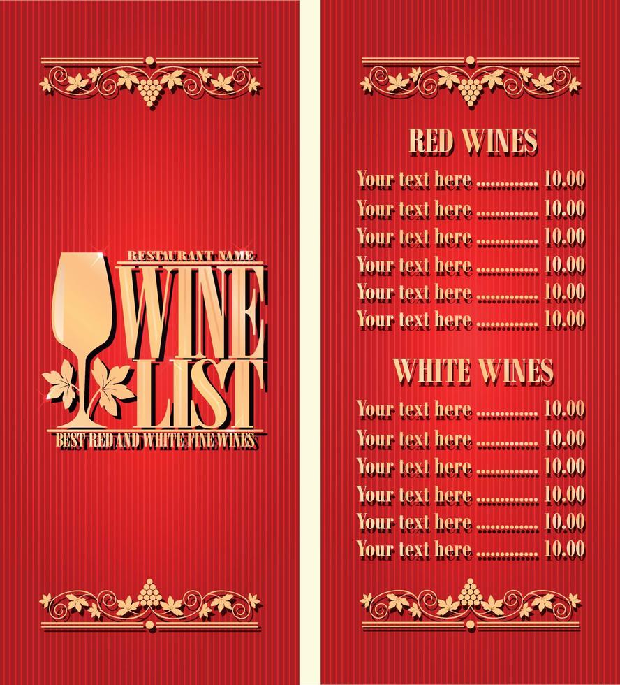 Best red and white fine wines. Vintage wine list long menu. Red