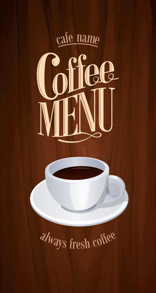 menú de café retro café largo, siempre fresco vector