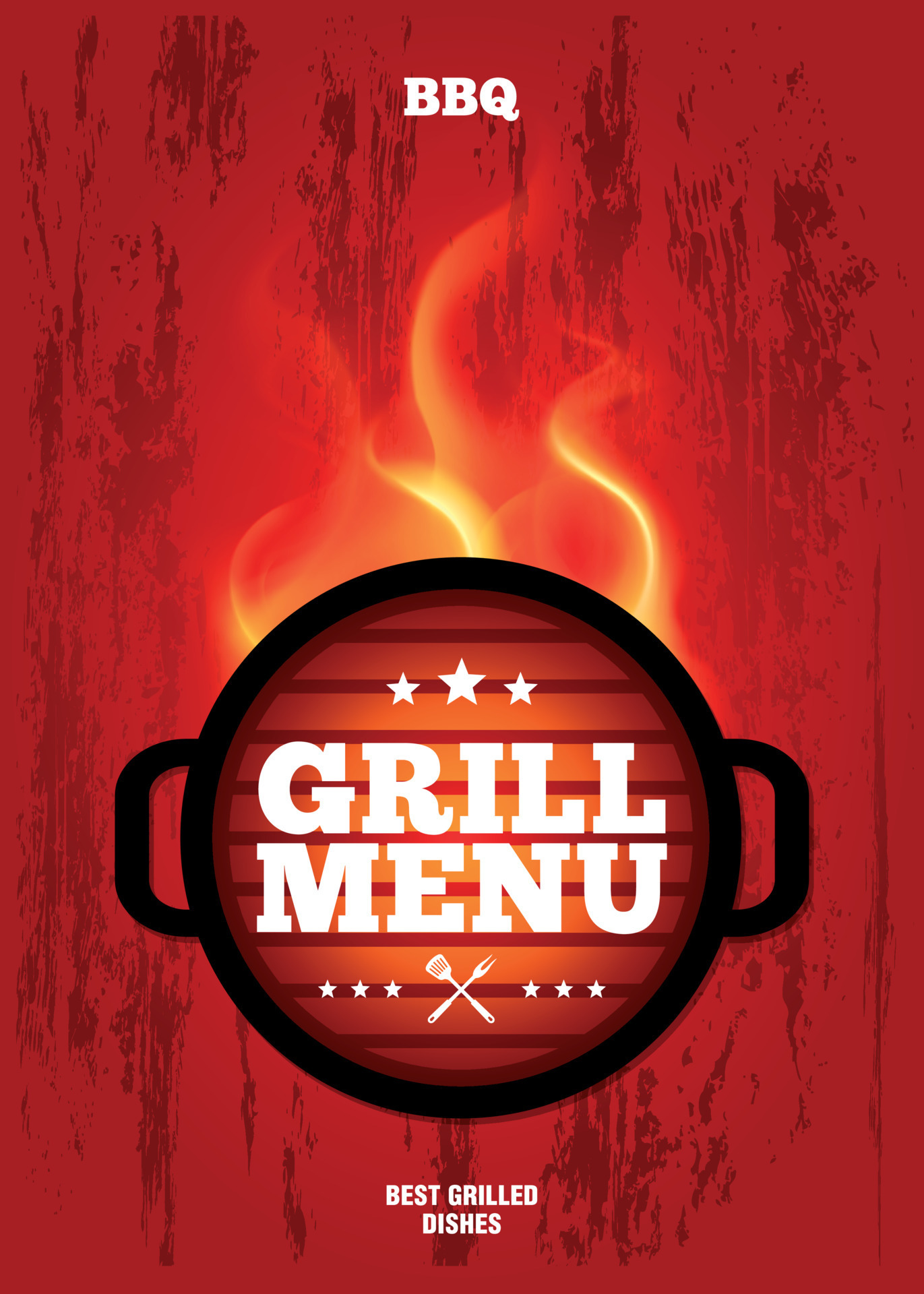 Grill menu design template on a red grunge background 12524220 Vector
