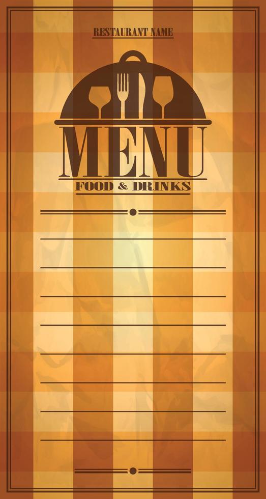 Food and drinks menu retro style tablecloth background. vector