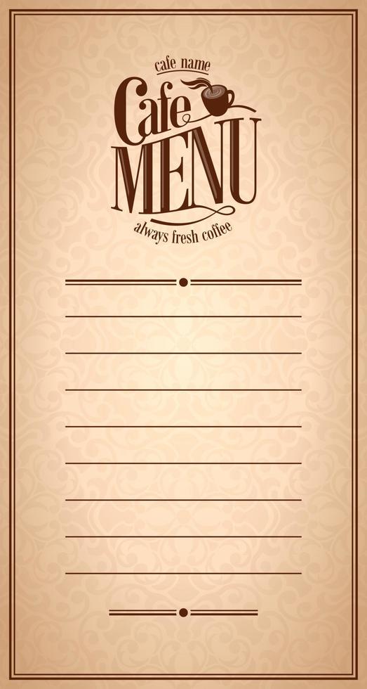 Menu Cafe Design Vintage vector