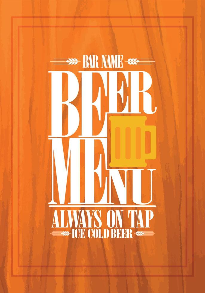 Beer design for bar menu vector