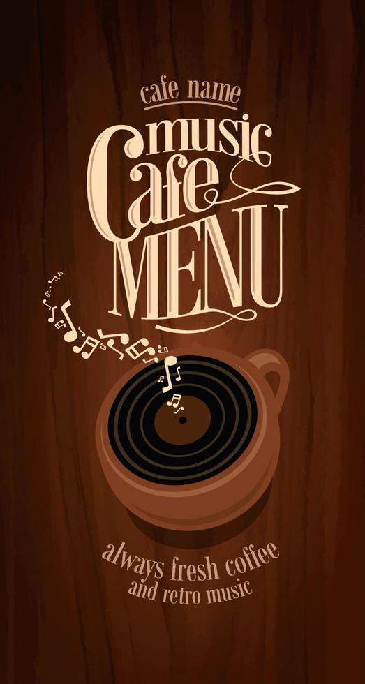 menú de café de música retro largo vector