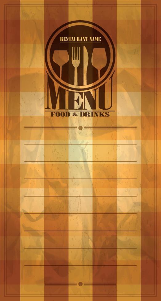 Retro paper menu food and drinks with tablecloth vector