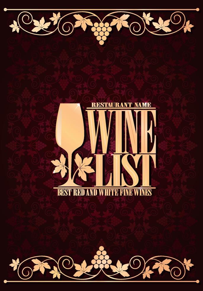 Vintage wine list menu violet background gold frame vector