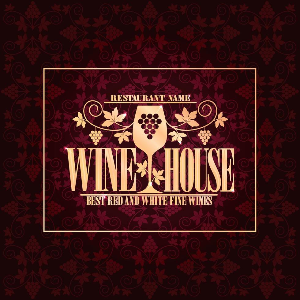 Baroque wine house menu best red and white fine wines vector