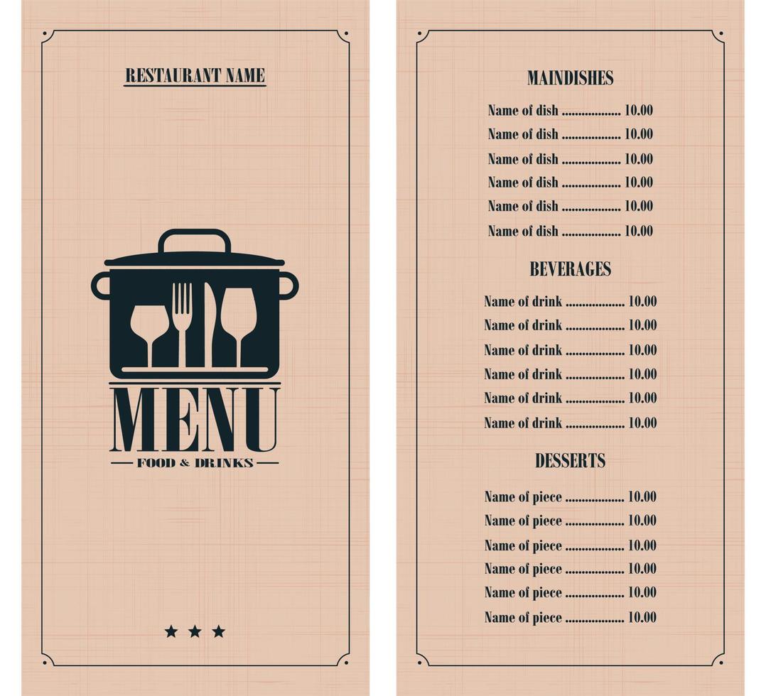 Restaurant menu on a retro line texture background vector