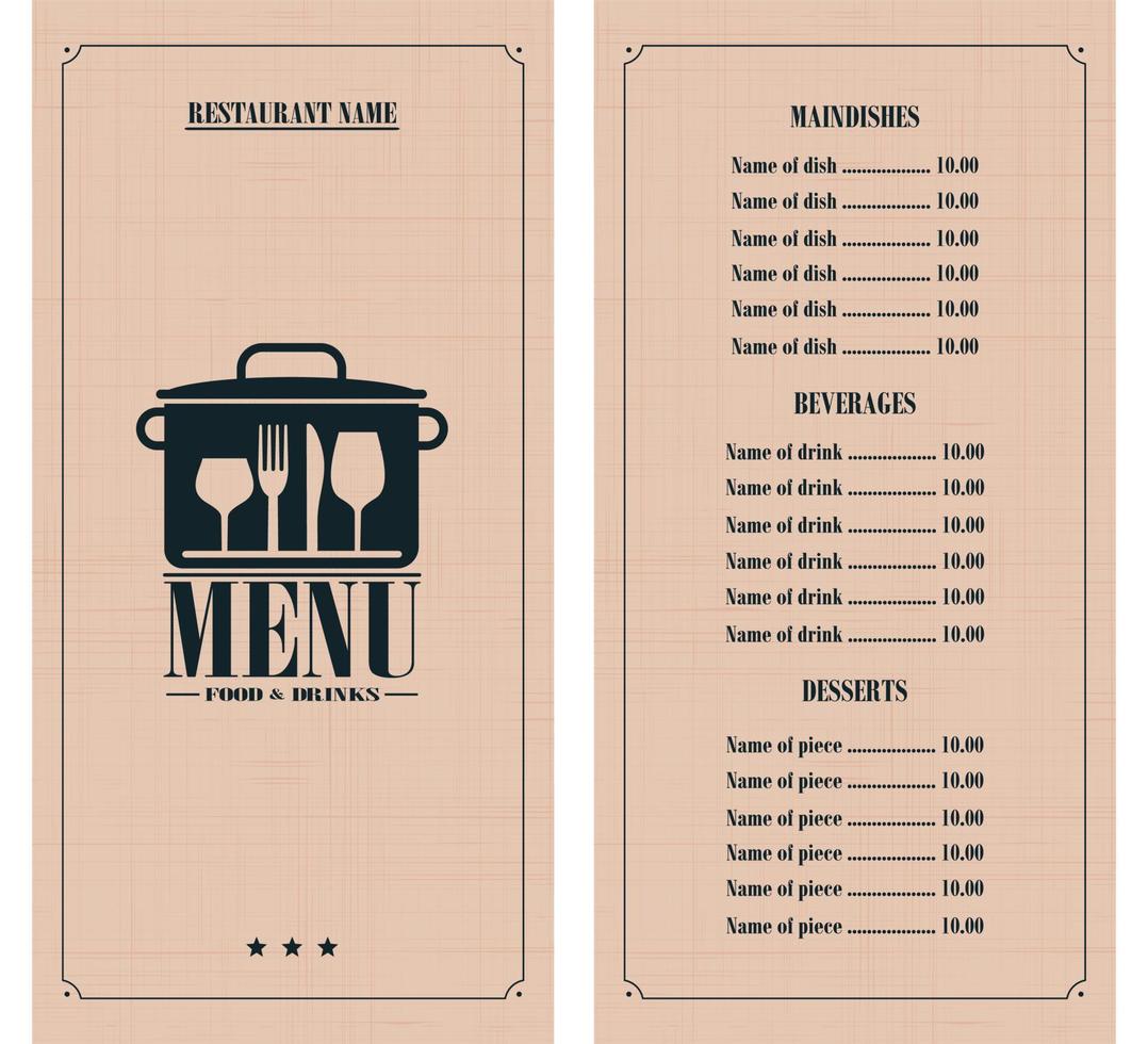 menú del restaurante sobre un fondo de textura de línea retro vector