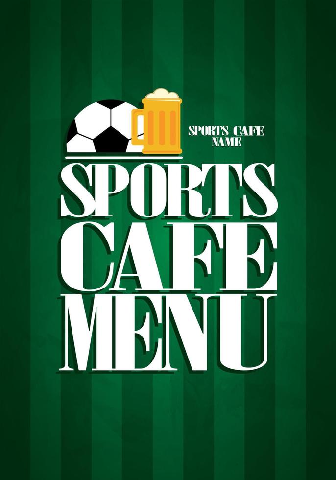 Sports cafe menu with soccer ball and pint of beer vector