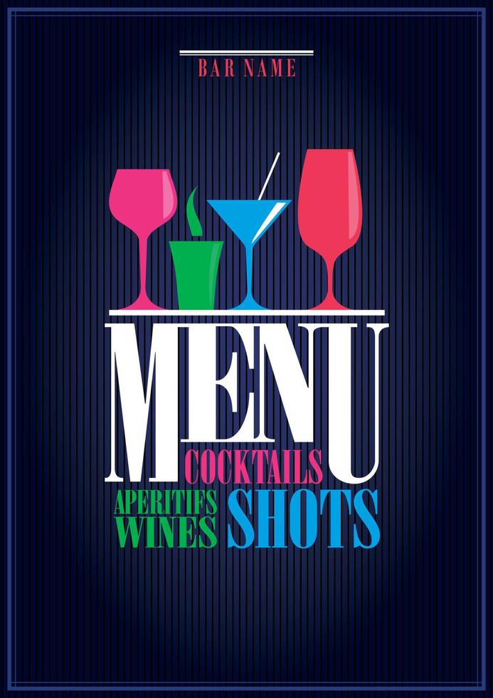 Drinks menu, cocktails, aperitifs wines, shots. Menu background vector