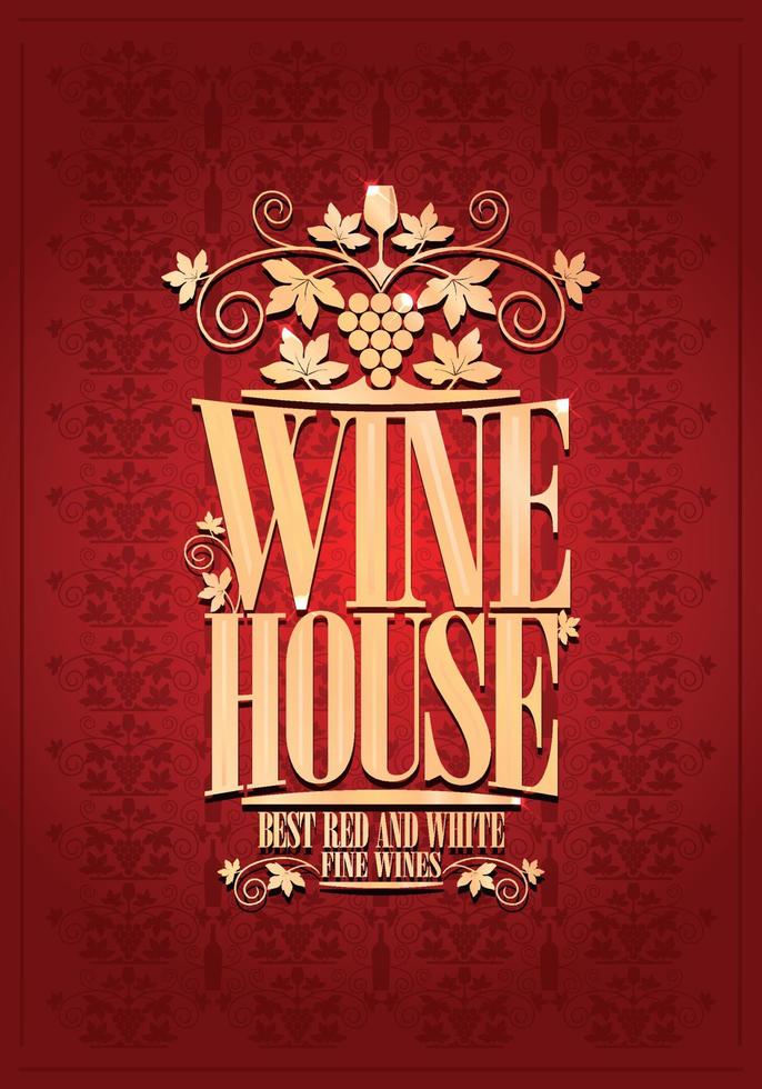 Vintage retro wine house menu red vector