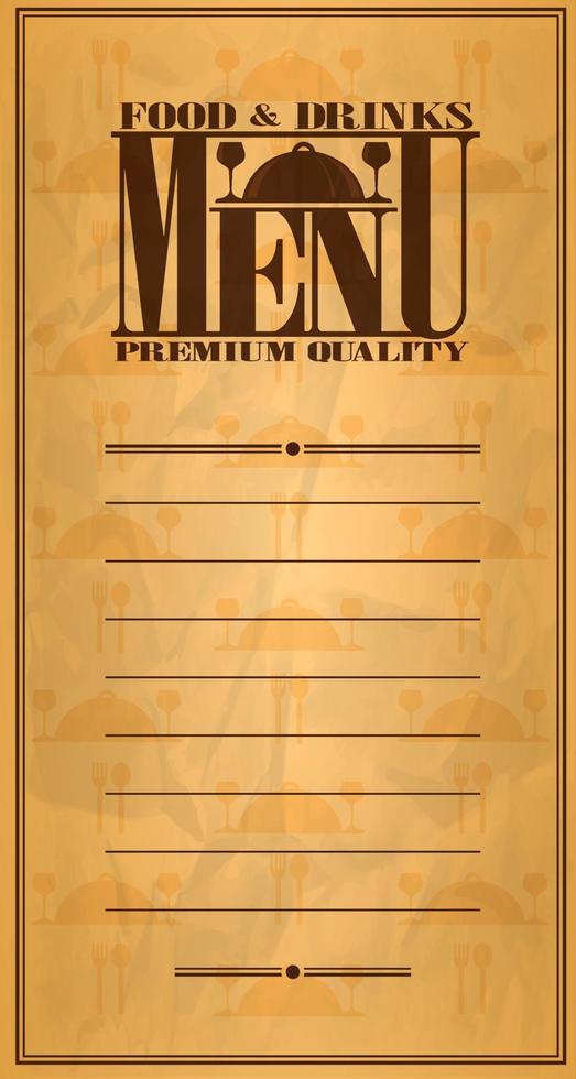 Retro food and drinks menu long vector