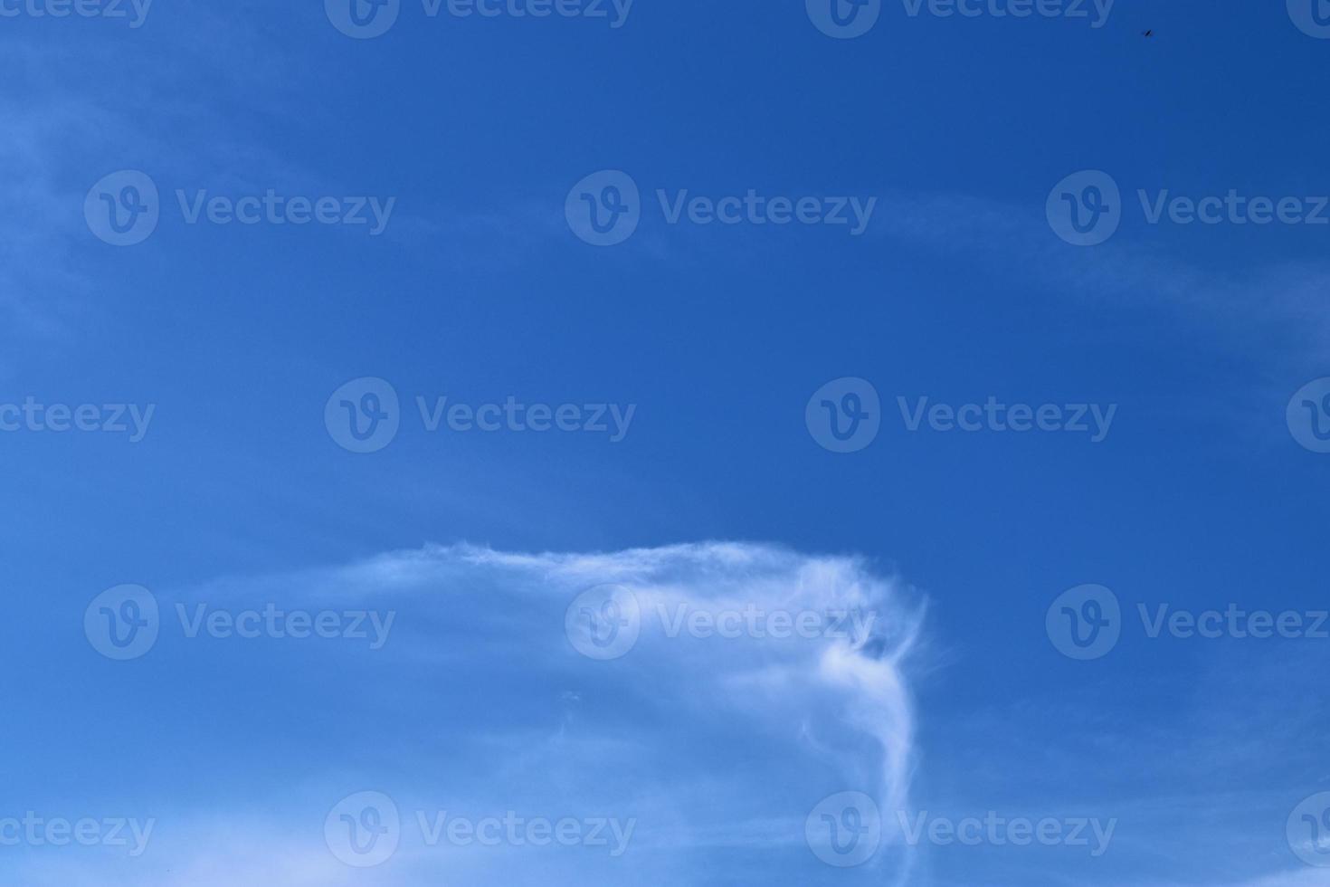 Stunning cirrus cloud formation panorama in a deep blue sky photo