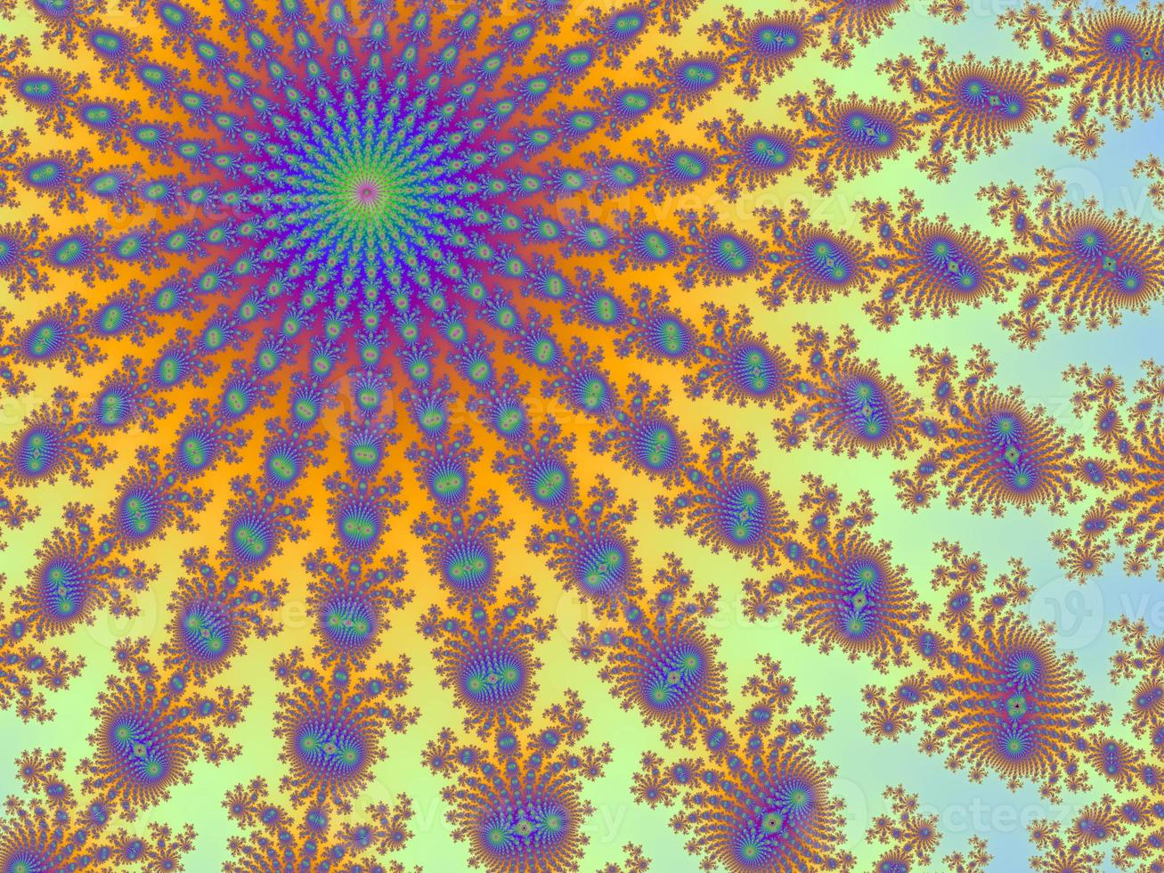 3D-Illustration of a beautiful zoom into the infinite mathematical mandelbrot set fractal. photo