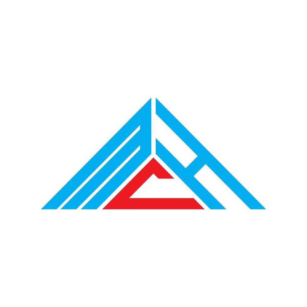 Diseño creativo del logotipo de la letra mch con gráfico vectorial, logotipo simple y moderno de mch en forma de triángulo. vector