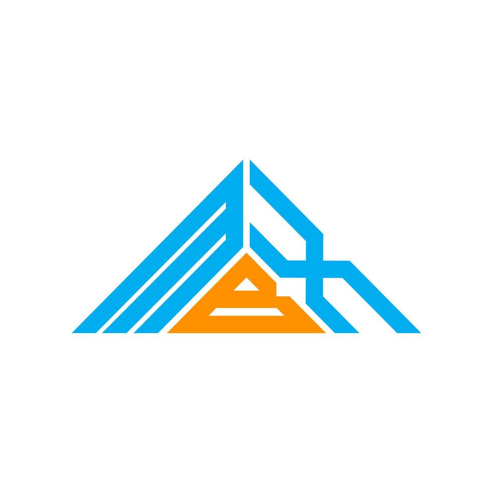Diseño creativo del logotipo de letra mbx con gráfico vectorial, logotipo simple y moderno de mbx en forma de triángulo. vector