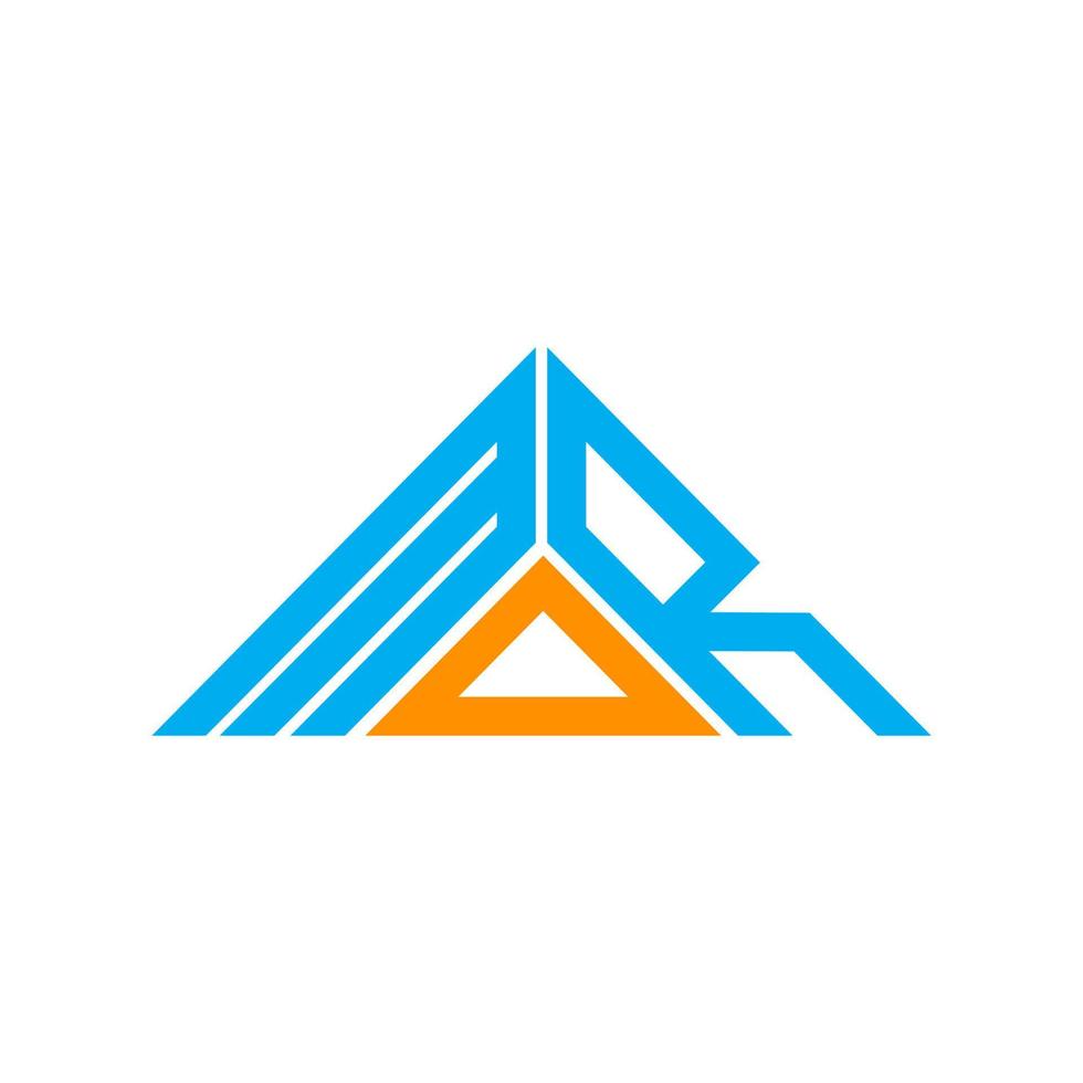 diseño creativo del logotipo de la letra mor con gráfico vectorial, logotipo mor simple y moderno en forma de triángulo. vector